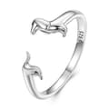 925 Sterling Sølv Søt Dachshund Åpne Ringer Valpehund Justerbare Ringer for Kvinner Dyrestabelringer Statement Ringer