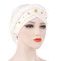 Dame turbanlue perleskjerf HVIT Hvit white