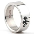 James Bond 007 Spectre Ring til Mænd, Poleret Spøgelsesmønster Metalring, Mode Tilbehør 7 Silver
