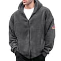 Fleece-hettegenser med glidelås for menn, vinterjakke, grå, størrelse M grey M