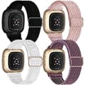 4-pack elastiska nylonarmband, kompatibla med Fitbit Versa 3 / Fitbit Sense, justerbara elastiska tygband för smartklockor