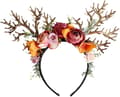 Rensdyrgevir pannebånd, blomster, julehårtilbehør