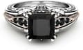 Evig 925 Sterling Sølv Sort Turmalin Ring ny