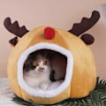 Miniatyrbilde 2 av 5: 1 stk Katteseng Hus, Kattetelt Seng Julestyl Vindtett Kjæledyr Soveseng Hus Kjæledyr Katt Varmt Pute Rede Valpeseng for Katt (D-4D)