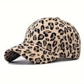 Miniatyrbillede 1 af 4: 1 stk. Leopardprint Corduroy Baseball Cap - Åndbar og varm hat til efterår og vinter