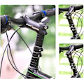 Miniatyrbillede 3 af 4: Cykelstel, Mountainbike Stel Riser Aluminiumlegering Styrforlænger Gaffel Styr Cykel Riser Justerbar Til Udendørs Cykling (sort)-mxbc