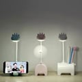 Miniatyrbilde 5 av 5: Rosa LED Skrivebordslampe for Barn, Trefarget Dimbar Skrivebordslampe, Berøringsbryter/USB-tilkobling/Pennholder, Leselampe for Barnerom, Studier, Arbeid