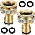 Miniatyrbillede 1 af 5: Sæt med 2 messing haveslange konnektor hane adapter 1/2\" og 3/4\" slange hane gevind adapter til køkken havehane hane bedste gave(kui)