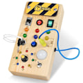 Miniatyrbilde 2 av 5: Montessori Treleke Busy Board med LED Lysbryter - Sensorisk Læringsleke for Småbarn og Barn fra 3 År