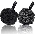 Badsvamp, badboll, unisex badskrubbsvamp, svart, 2-pack