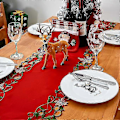 Miniatyrbillede 4 af 5: 381761cm Julebordsløber med Broderi, Udskåret Grønne Blade, Julebordstøj til Julepynt 15x69 Tommer