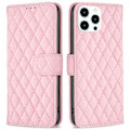 Miniatyrbilde 1 av 5: For iPhone 14 Pro 6.1 tommers BF Style-14 Matt PU Preget Rutemønster Fullpakket Etui Lommebokdeksel
