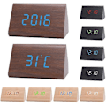 Miniatyrbild 2 av 5: Digital Trä USB LED Nattlampa Alarmklocka Termometer Display Tidtagare
