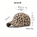 Miniatyrbillede 3 af 4: 1 stk. Leopardprint Corduroy Baseball Cap - Åndbar og varm hat til efterår og vinter