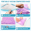 Miniatyrbild 5 av 5: Kompressionspåsar för resor - 14-pack Rullbara Vakuumförvarings Påsar - Ingen Vakuum eller Pump Behövs - Återanvändbara Vakuumtätnings Påsar för Kläder - 4
