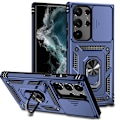Miniatyrbild 1 av 5: Tillämplig på SM S24Ultra Ring Push Window Mobiltelefonfodral Två-i-ett Fäste Anti-fall Skyddande Skal Blue