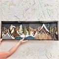 Miniatyrbilde 5 av 5: Treveggkunst med fjell, solnedgang og måne - Gable Art Dekorasjon C