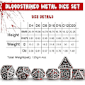 Miniatyrbilde 5 av 5: 7 stk Blodsprut Terninger Sett, Metall Blodbeflekket Polyhedral Terninger Metall 7-Terning Sett for Bordspill