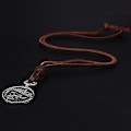 Miniatyrbillede 4 af 5: Klassisk Skelet Brun Ægte Læder Hængende Halskæde Skalle Steampunk Tykke Vedhæng Smykker til Mænd Choker