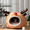 Miniatyrbilde 3 av 5: 1 stk Katteseng Hus, Kattetelt Seng Julestyl Vindtett Kjæledyr Soveseng Hus Kjæledyr Katt Varmt Pute Rede Valpeseng for Katt (D-4D)
