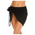 Miniatyrbillede 1 af 5: Kvindes Kort Sarong Strand Wrap Gennemsigtig Bikini Wrap Chiffon Bluse Badetøj (1 Styk - Sort)
