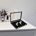 Miniatyrbillede 2 af 5: Brosche Opbevaringsdisplaykasse med Glaslåg Pins Displayboks Smykkeboks Organizer Stabelbar Smykketray til Brystpin Brosche Samleobjekter Sort