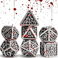 Miniatyrbilde 1 av 5: 7 stk Blodsprut Terninger Sett, Metall Blodbeflekket Polyhedral Terninger Metall 7-Terning Sett for Bordspill