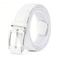 [LCS] Herrbälte, elastiskt flätat bälte, unisex, 33 mm (1,25 tum) vitt