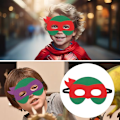 Miniatyrbild 3 av 5: Hjälte Ninja Turtles Mask Hjälte Maskerad Rollspel Tillbehör Cosplay Mask Ninja Filtmask för Pojkar Flickor