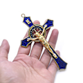 Miniatyrbild 4 av 5: 1/2/3/5 väggkors i zinklegering med Jesusstaty blå 12x7 cm 1 set