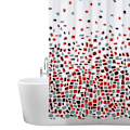 Miniatyrbillede 1 af 5: Badeværelsesbrusforhæng - skimmelresistent - Mosaik rød, 180 x 180 cm (71 x 71 tommer) | Vandafvisende stof | 100% polyester