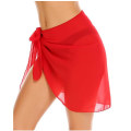 Miniatyrbillede 3 af 5: Kvindes Kort Sarong Strand Wrap Gennemsigtig Bikini Wrap Chiffon Bluse Badetøj (1 Styk - Sort)