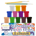 Pikkukuva 1 / 4: Creative Deco pestävä lasten maali | 12x20ml | Eloisat perusvärit | Myrkytön Flerfärgad