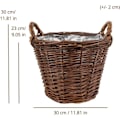 Miniatyrbillede 4 af 4: Creative Home Dark Wicker Planter | Højde 30 cm | Håndvævet | Indvendig beskyttelse | Opbevaring af blomsterpotter kastanj