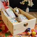 Miniatyrbillede 2 af 4: Creative Deco Gul træopbevaringsboks - 30 x 20 x 14 cm (+/- 1 cm) - med låg - Trækasse - Kassekasse Trunk Coffr Gul