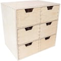 Miniatyrbillede 1 af 4: Creative Deco Lille trækiste | 6 Skuffe | 28,5 x 20 x 28,5 cm | Arrangør | Office Storage Organizer Beige