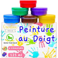 Pikkukuva 1 / 4: Lasten sormimaali - CREATIVE DECO - 6 x 125 ml - Voimakkaat ja kirkkaat värit - Vesipestävä