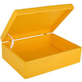 Miniatyrbillede 2 af 4: Creative Deco Gul træopbevaringsboks - 40 x 30 x 14 cm (+/- 1 cm) - med låg - Trækasse - Kassekasse Trunk Coffr Gul
