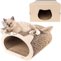 Miniatyrbillede 1 af 4: Kreative Kæledyr Kat Kradsestolpe 37 x 36 x 23 cm + Paphus | Cat Scratcher forstærket med krydsfiner | Møbelbeskytter kastanj