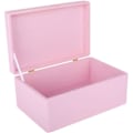 Miniatyrbillede 1 af 4: Creative Deco Stor træopbevaringsboks til at dekorere Pink | 30x20x14 cm | Naturlig med låg | Box Case Trunk Tool Rosa