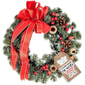 Miniatyrbillede 1 af 4: Rød julekrans - KREATIVT HJEM - Diameter 35 cm - Dørkrans - Udendørs juledekoration Grön