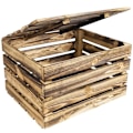 Miniatyrbillede 1 af 4: CREATIVE DECO opbevaringskiste i flammet træ - 50 x 40 x 30 cm - Industriel loftstil Brun / Flamed