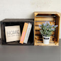 Miniatyrbillede 3 af 4: Creative Deco Flamed Wood Crate 40 x 30 x 23 cm | Opbevaringsboks i træ | Vintage trækasse | Trækasse Flamma