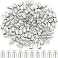 100 stk. Endehætter, 100 stk. Ledningsender i rustfrit stål, 4 mm indvendig diameter, glatte endehætter, terminatorer, ledningsfund til smykkefremstillingssæt, rustfrit...
