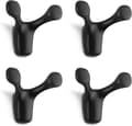 Wall Mounted Hooks, 4 Black Double Child Hooks for Wall, Heavy Duty Wall Hooks for Hanging Jacket, Robe, Dog Leash