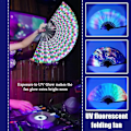 Miniatyrbild 1 av 5: UV Glow Rave Fläkt Gradient Färgstark Reflekterande Vikbar Fläkt Bambu Vik Clack Handfläkt För Män Kvinnor Dansfest Fläkt