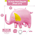 Pikkukuva 2 / 5: XJ-33 tumman vaaleanpunaiset elefanttipallot foliopallot sarjakuvaeläimet söpöt elefanttipallot vauvakutsukoristeisiin 4 kpl