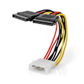 Pikkukuva 5 / 5: XJ-Intern Virtajohto | Molex Uros | 2x SATA 15-Pin Naaras | Kullattu | 0,15 m | Pyöreä | PVC | Monivärinen | Laatikko