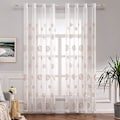 Miniatyrbilde 2 av 5: XJ-Gardiner Voile Blomster Broderi Maljegardiner Transparent Gardiner 2 stk Maljegardiner Gardiner Par Vindusgardiner For Stue Soverom Brun