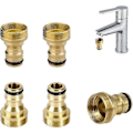 Miniatyrbilde 5 av 5: Messing 5 ST Rustbeskyttelse Kranforbindelse Slangeadapter Gjenget Kran Universaladapter Kranforbindelse for Kjøkkenslange Krantilkobling